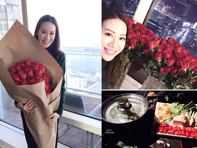 汪詩詩收99支玫瑰 擺滿酒店房晒恩愛