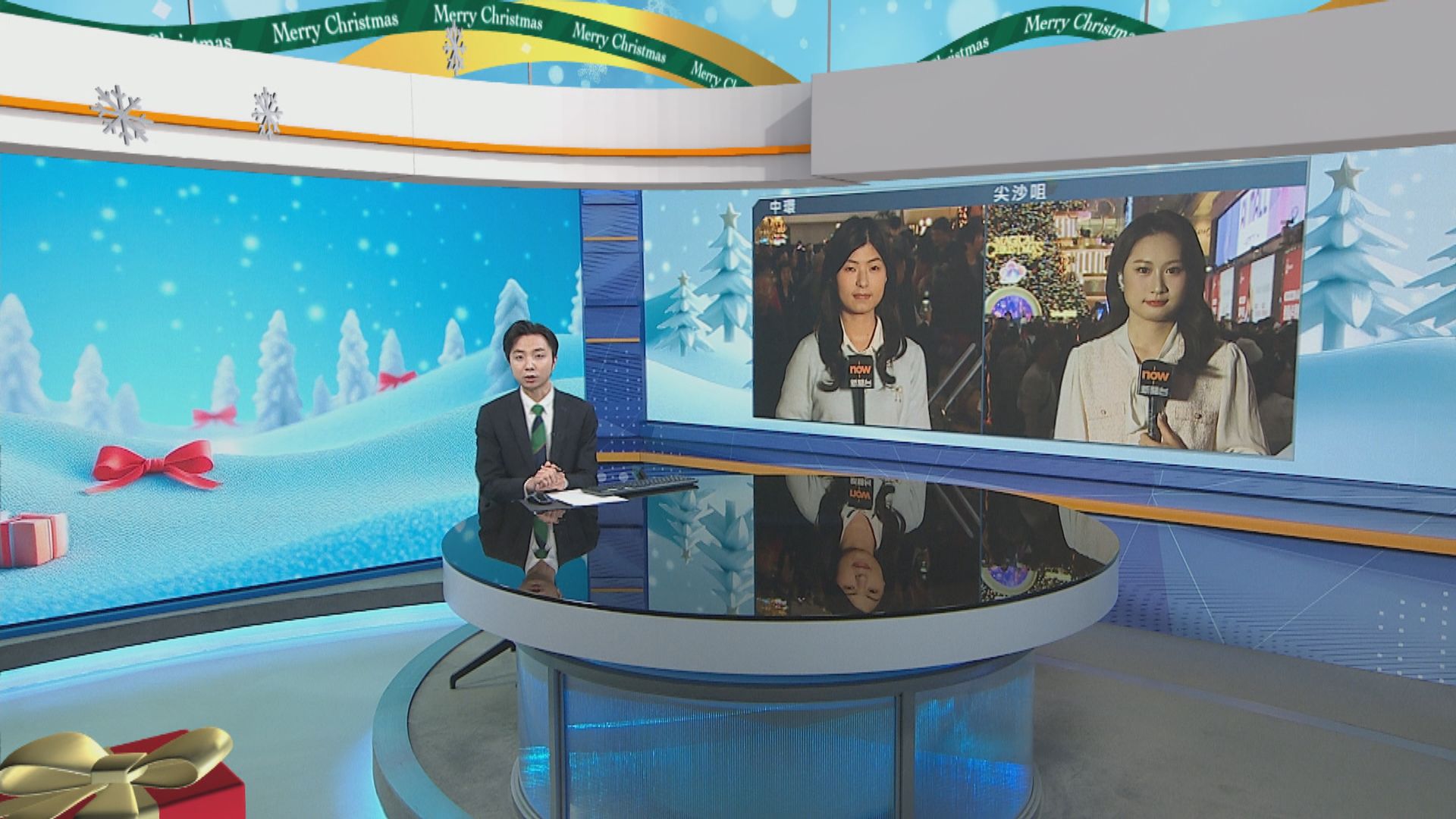 平安夜直擊｜中環光影匯晚上7時上演　尖沙咀海傍現「飄雪」