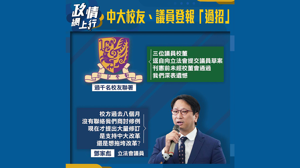 【政情網上行】中大校友、議員登報「過招」
