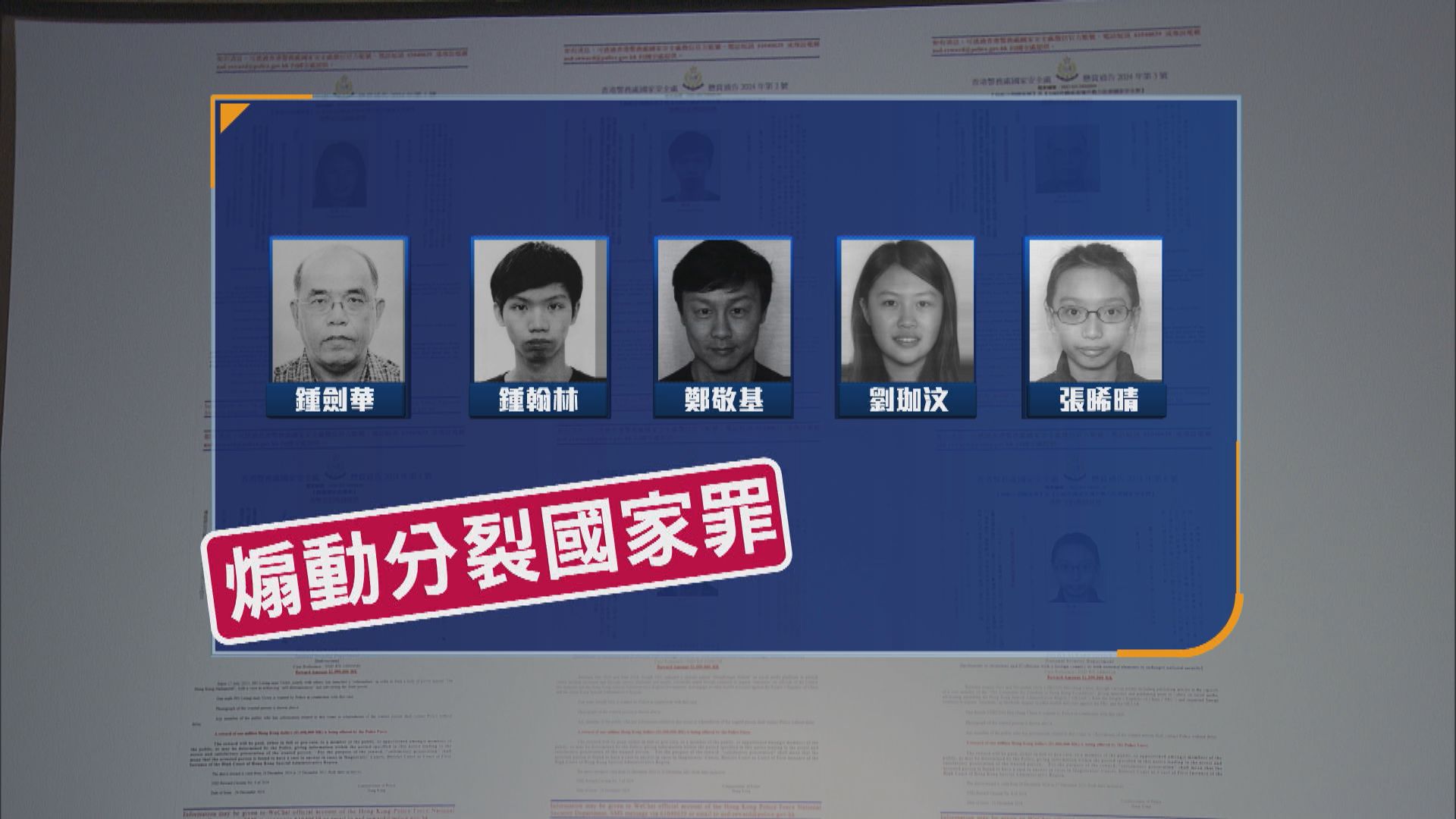 國安處各懸紅100萬通緝鍾劍華、鍾翰林及藝人鄭敬基等6人