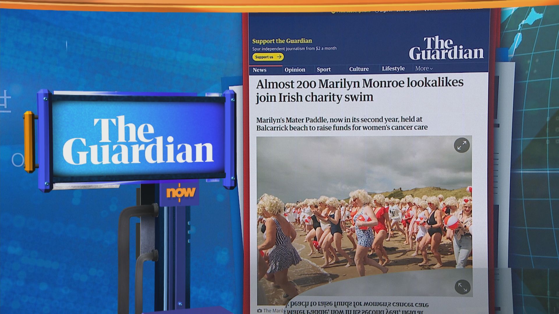 世味天下｜愛爾蘭約200人扮瑪麗蓮夢露沙灘戲水為醫院女性癌症治療籌款