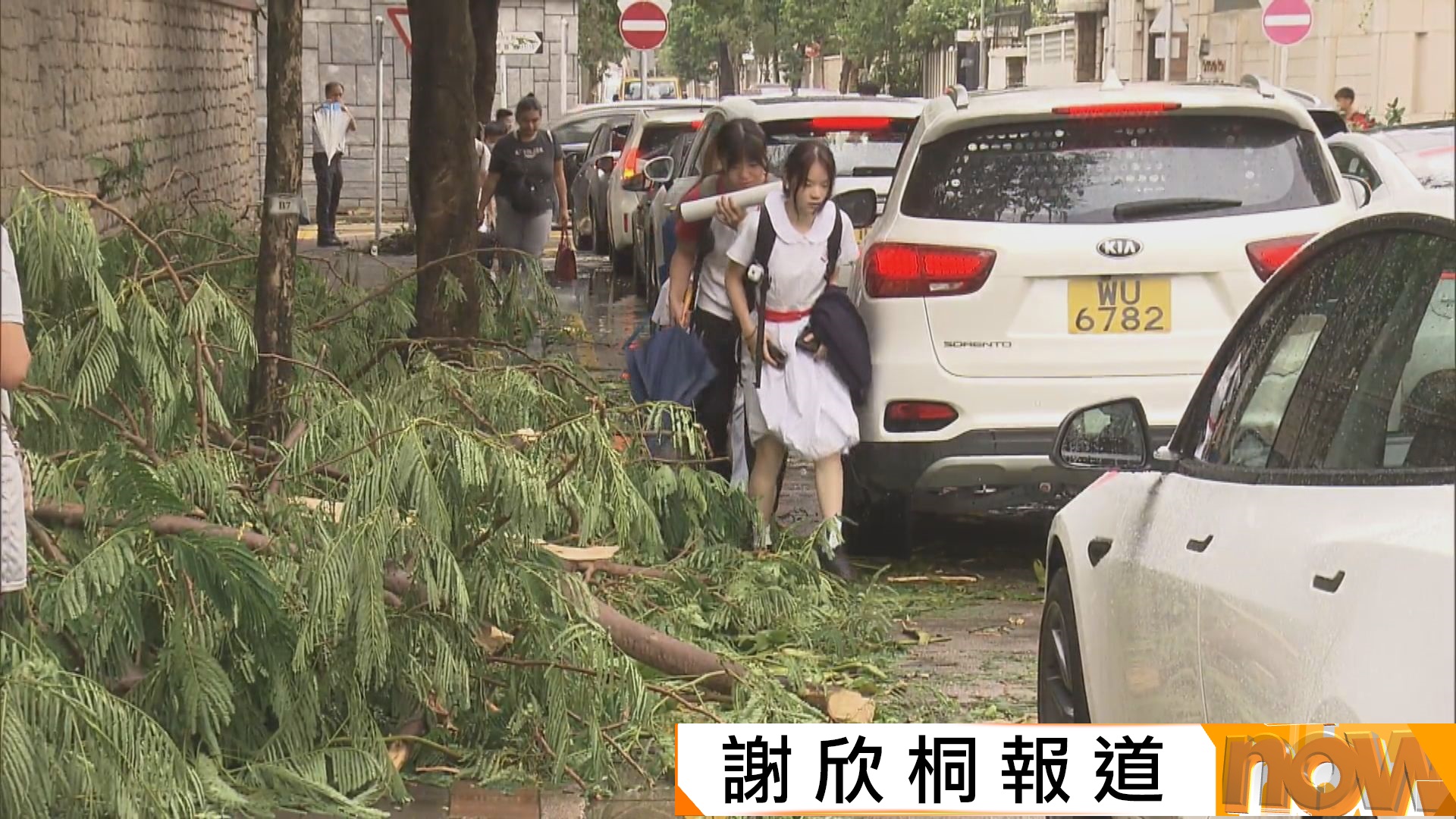 樺加沙襲港｜華仁書院等多間學校損壞停課善後　學生越過「小山丘」上學