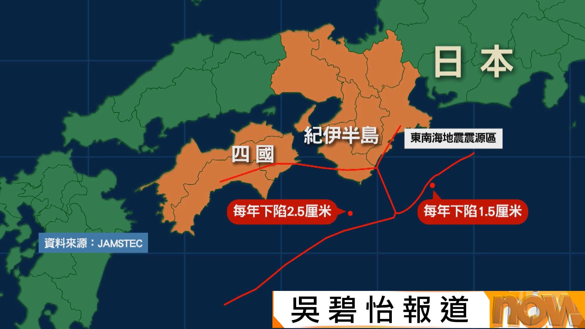 日本機構首次確認南海海槽震源區地層下陷　惹地震憂慮(吳碧怡報道)