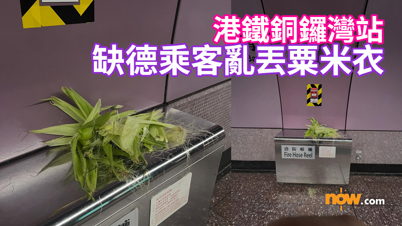 港鐵銅鑼灣站缺德乘客亂丟粟米衣　堆滿消防喉轆頂