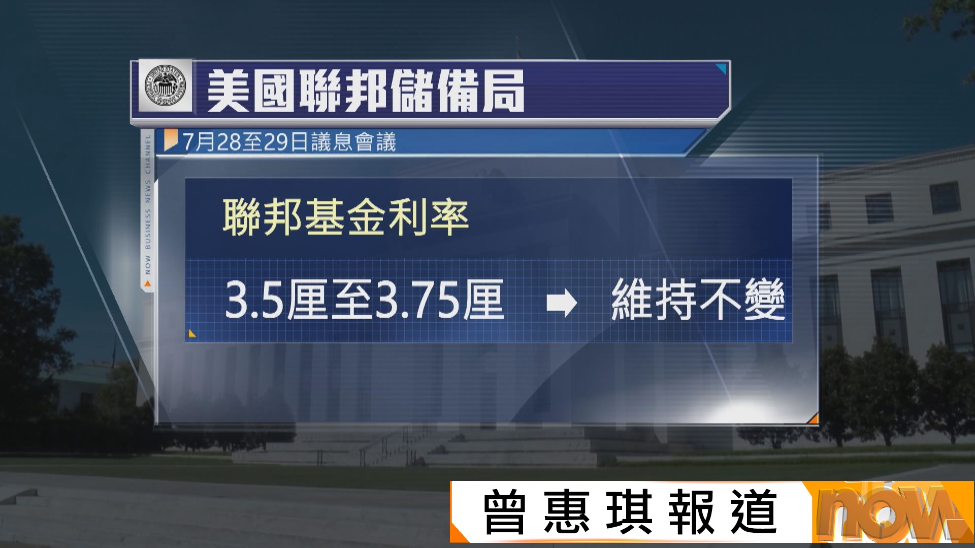聯儲局一如預期維持利率不變