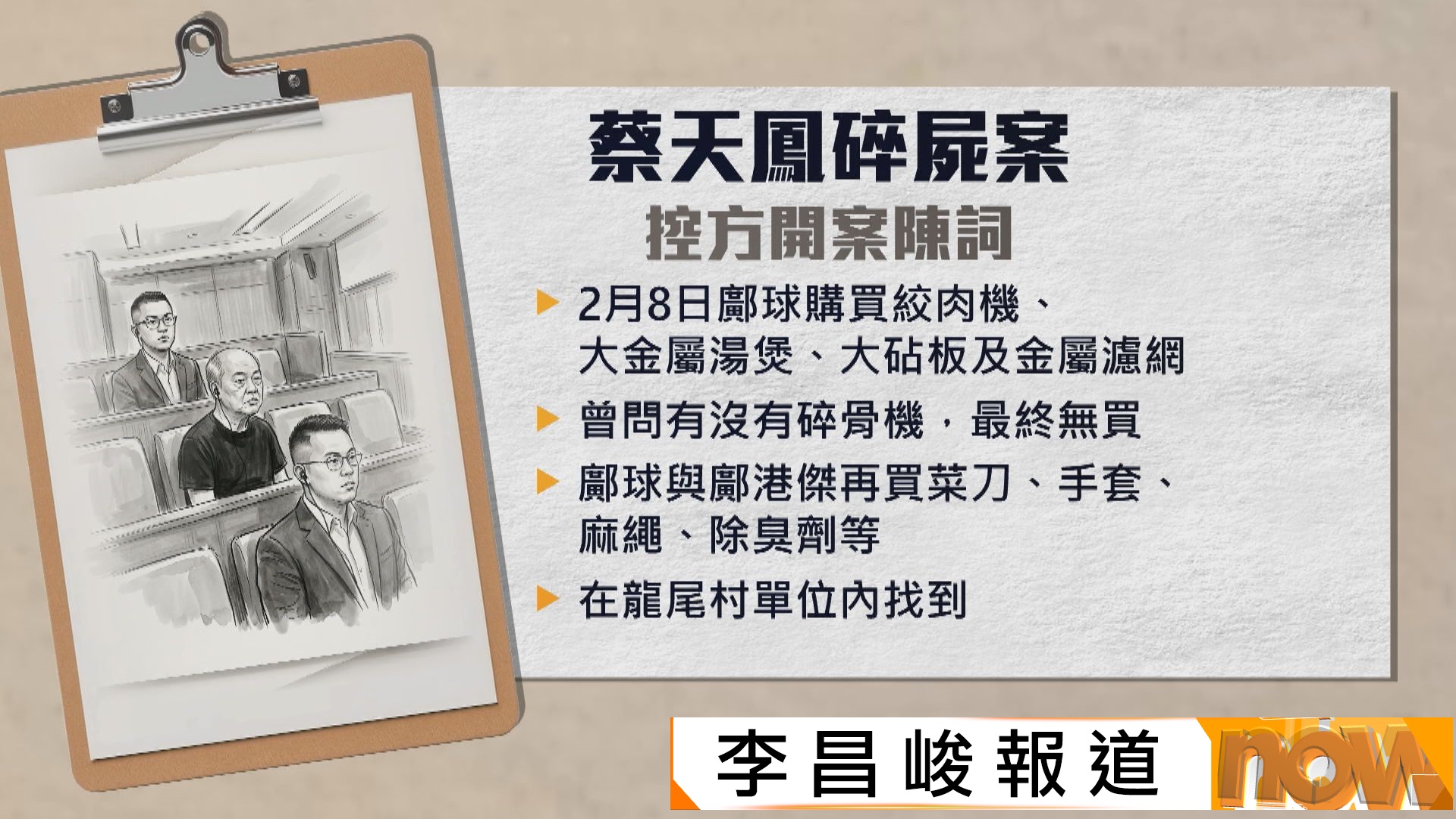 蔡天鳳碎屍案｜鄺球父子預購絞肉機大湯煲鐵錘等工具　控方形容精心策劃