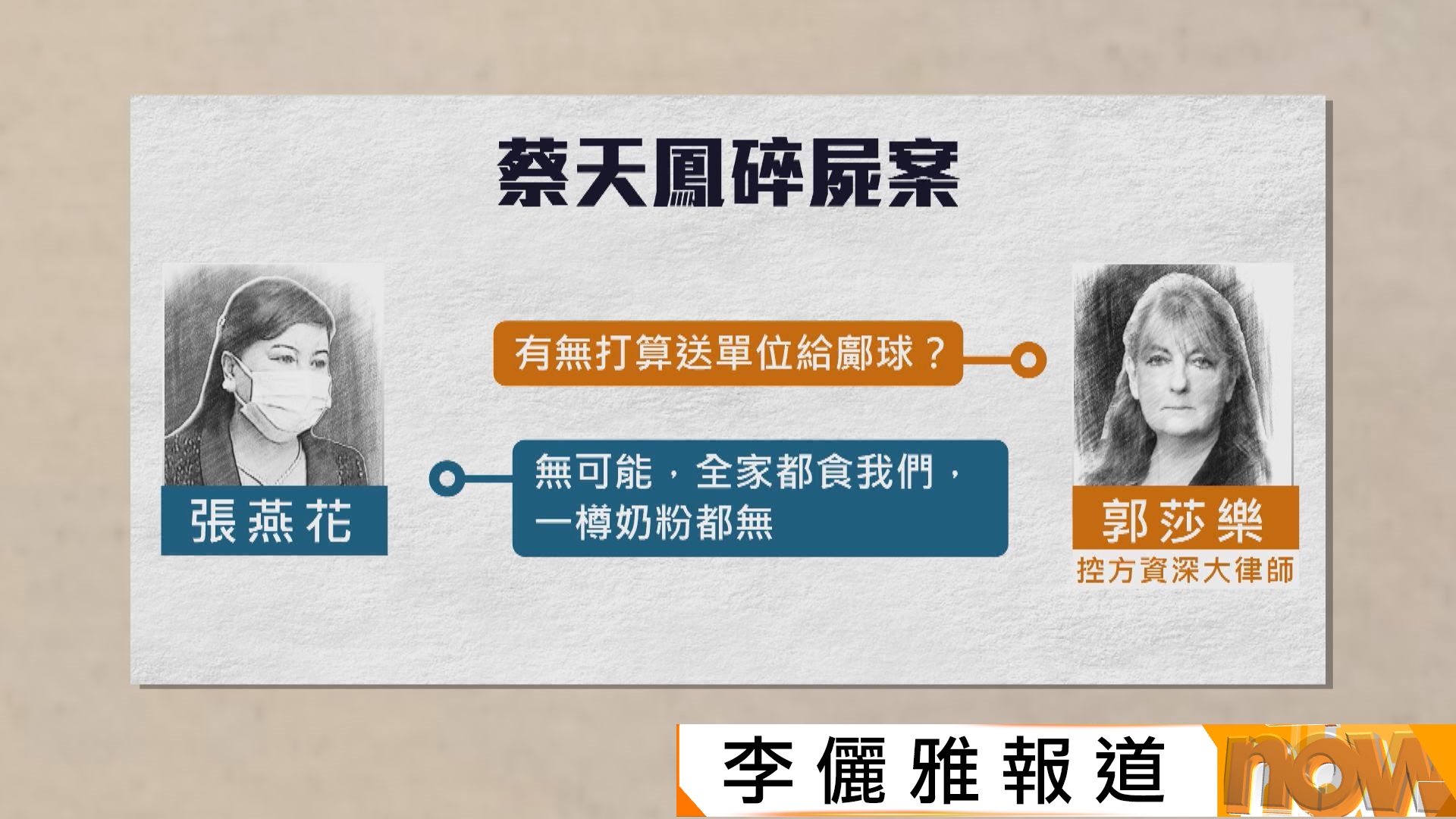 蔡天鳳碎屍案｜蔡母張燕花：鄺家全家都食我們　鄺球不肯交樓「要打要殺」 