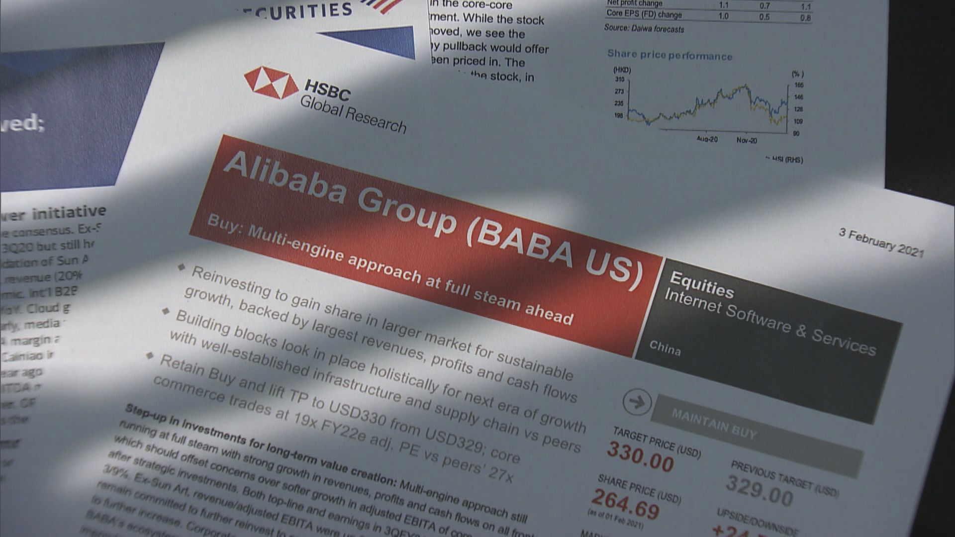 阿里擬發債 券商籲趁股價跌買貨