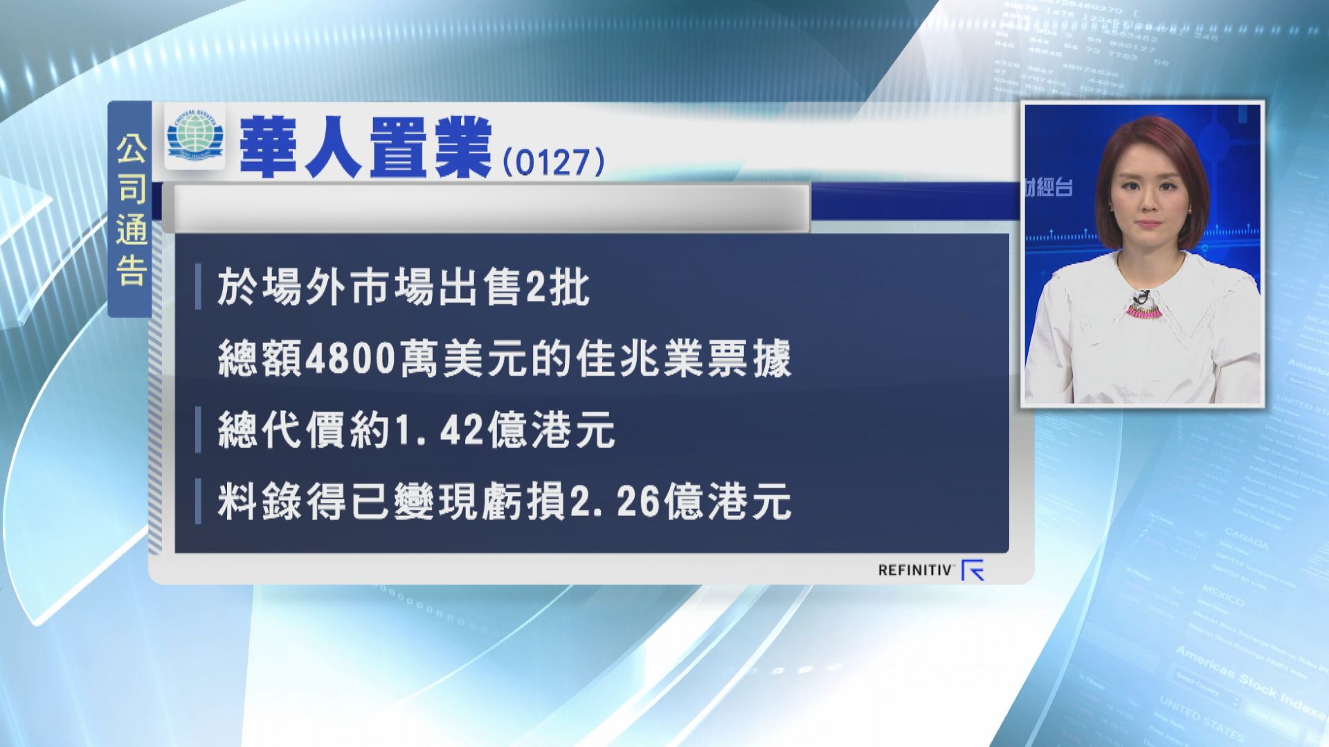 華置售佳兆業票據料虧損逾2億