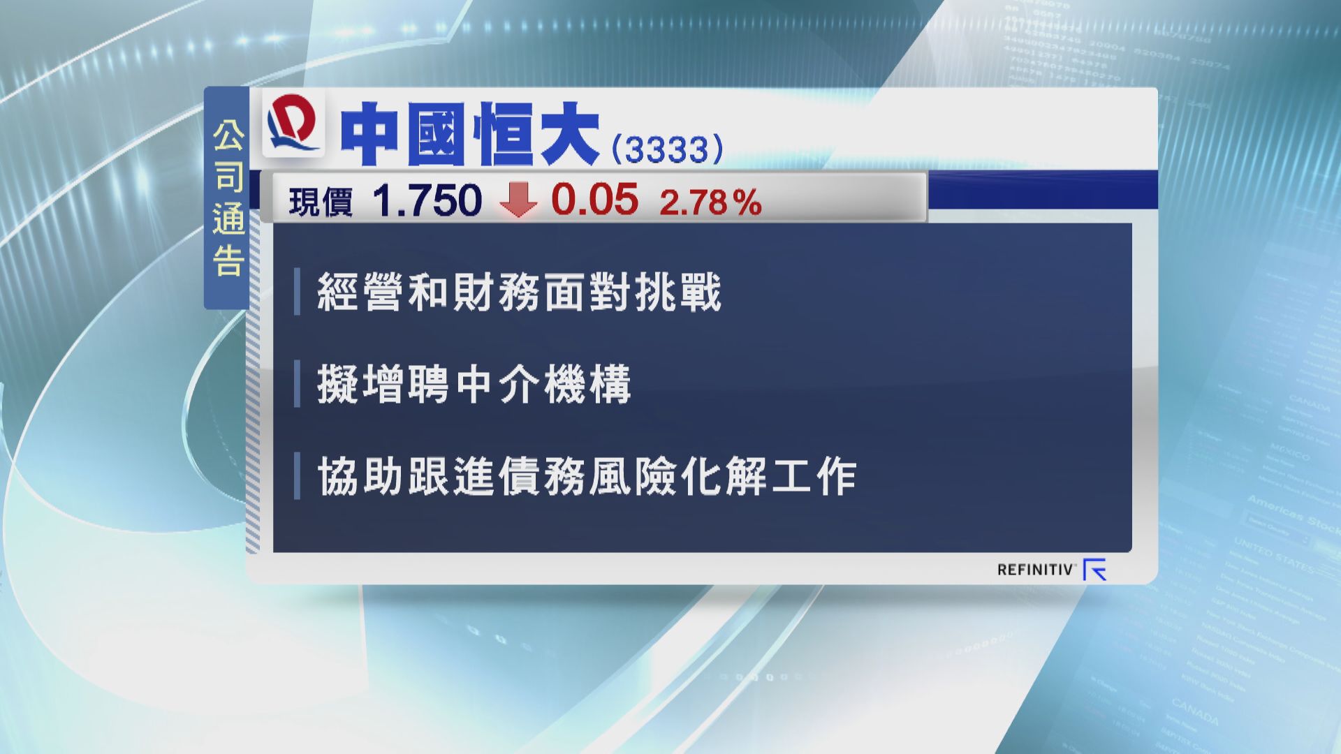 恒大聘中金、中銀國際任財顧「拆彈」