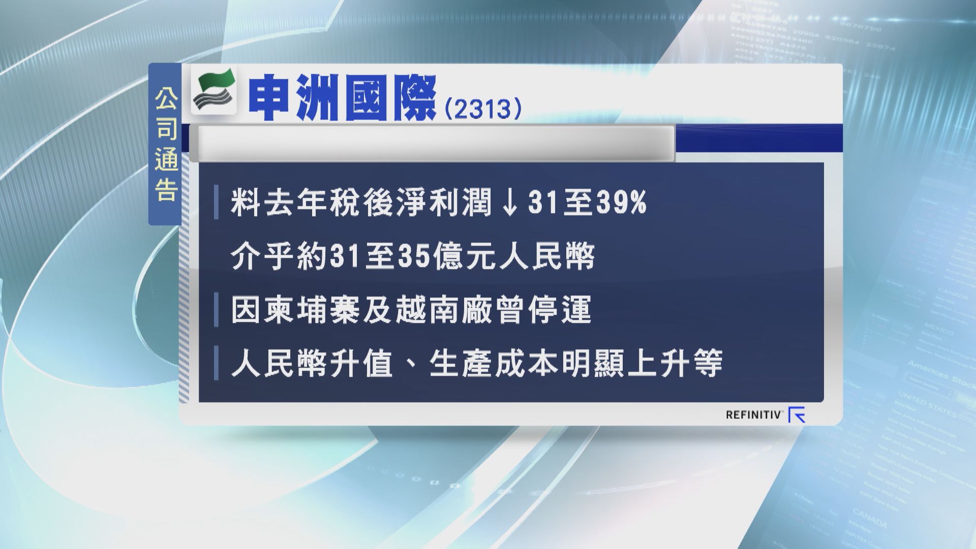 【盈警】申洲料去年最多少賺39%