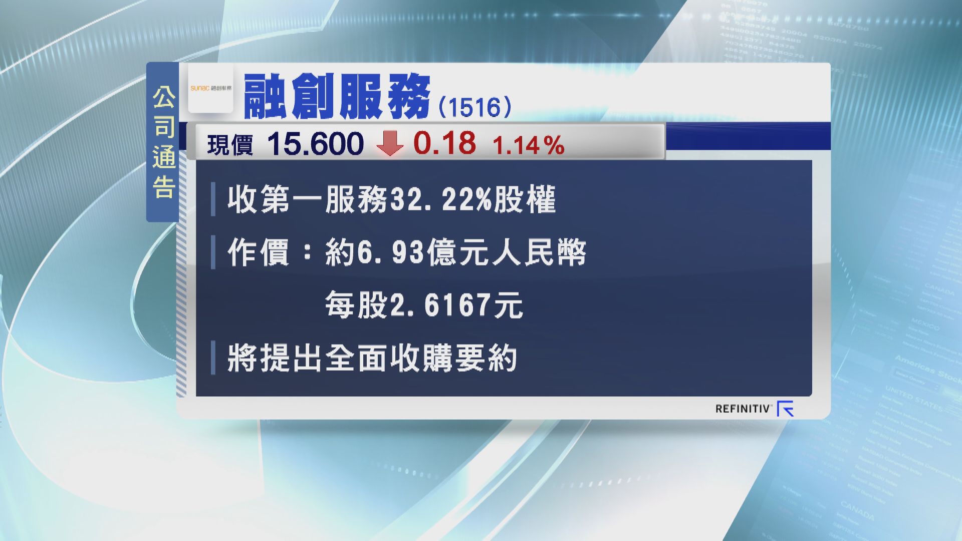 融創服務溢價91%購第一服務32%