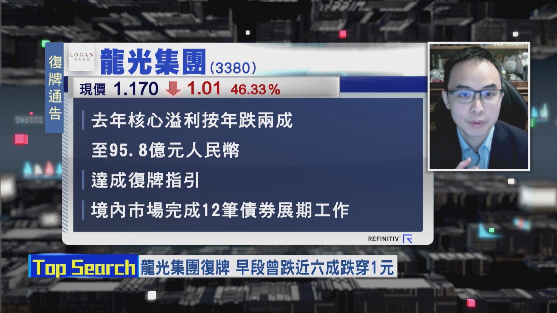 【財經TOP SEARCH】龍光復牌後都係企唔穩？