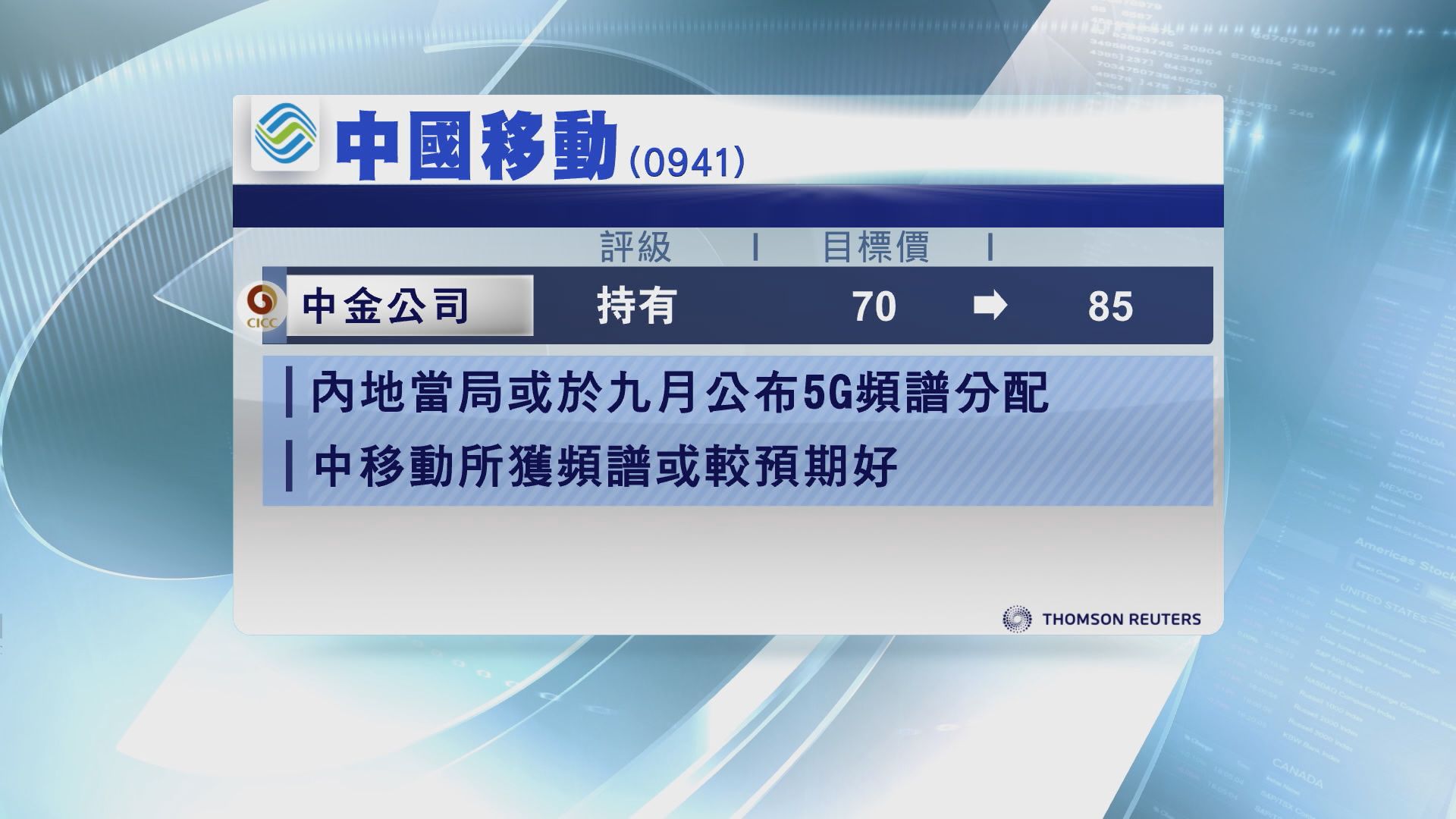 【紓資本開支壓力】中金估中移5G頻譜最好
