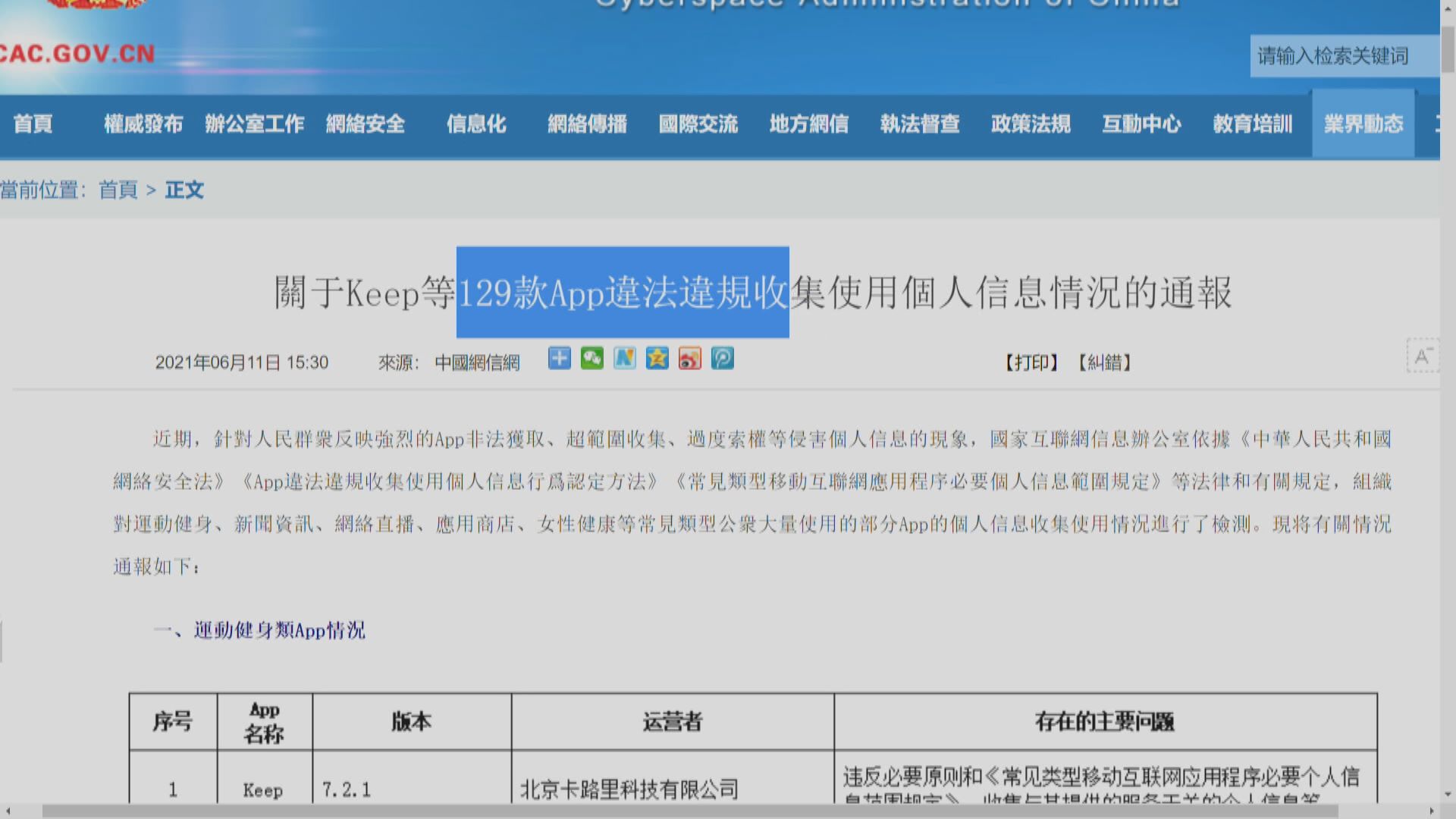 騰訊新聞等129款App違規收集使用個人訊息