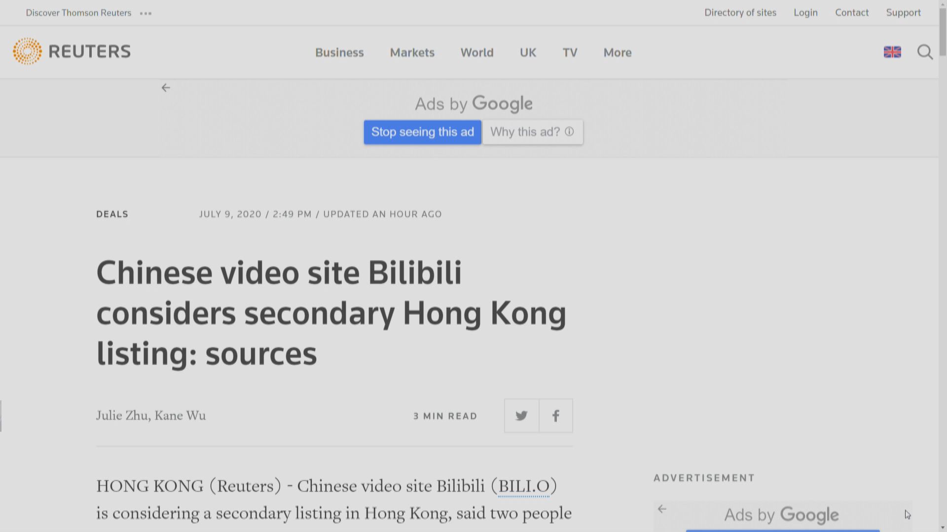 中概股嗶哩嗶哩據報擬本港上市 公司：不予置評