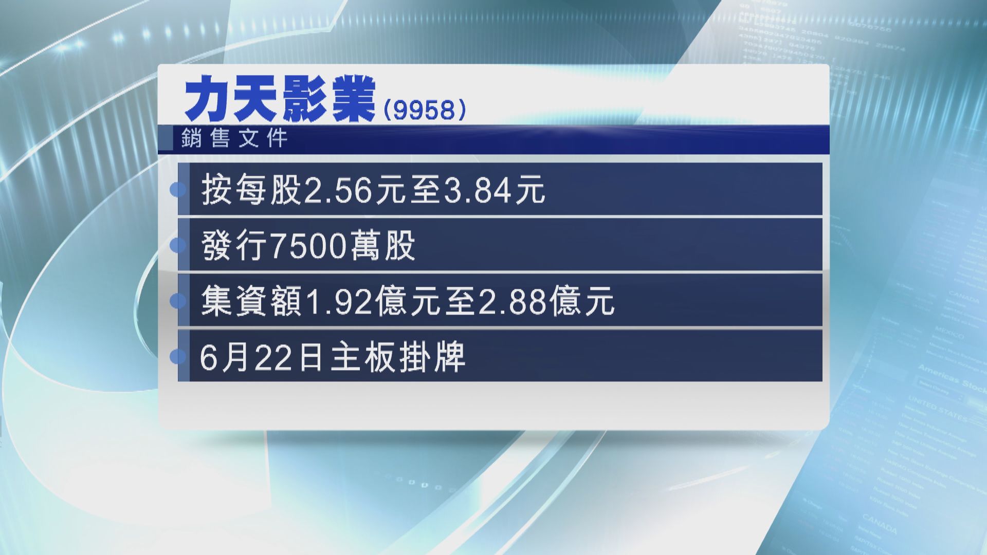 內地劇集發行商力天影業周三招股籌2.88億