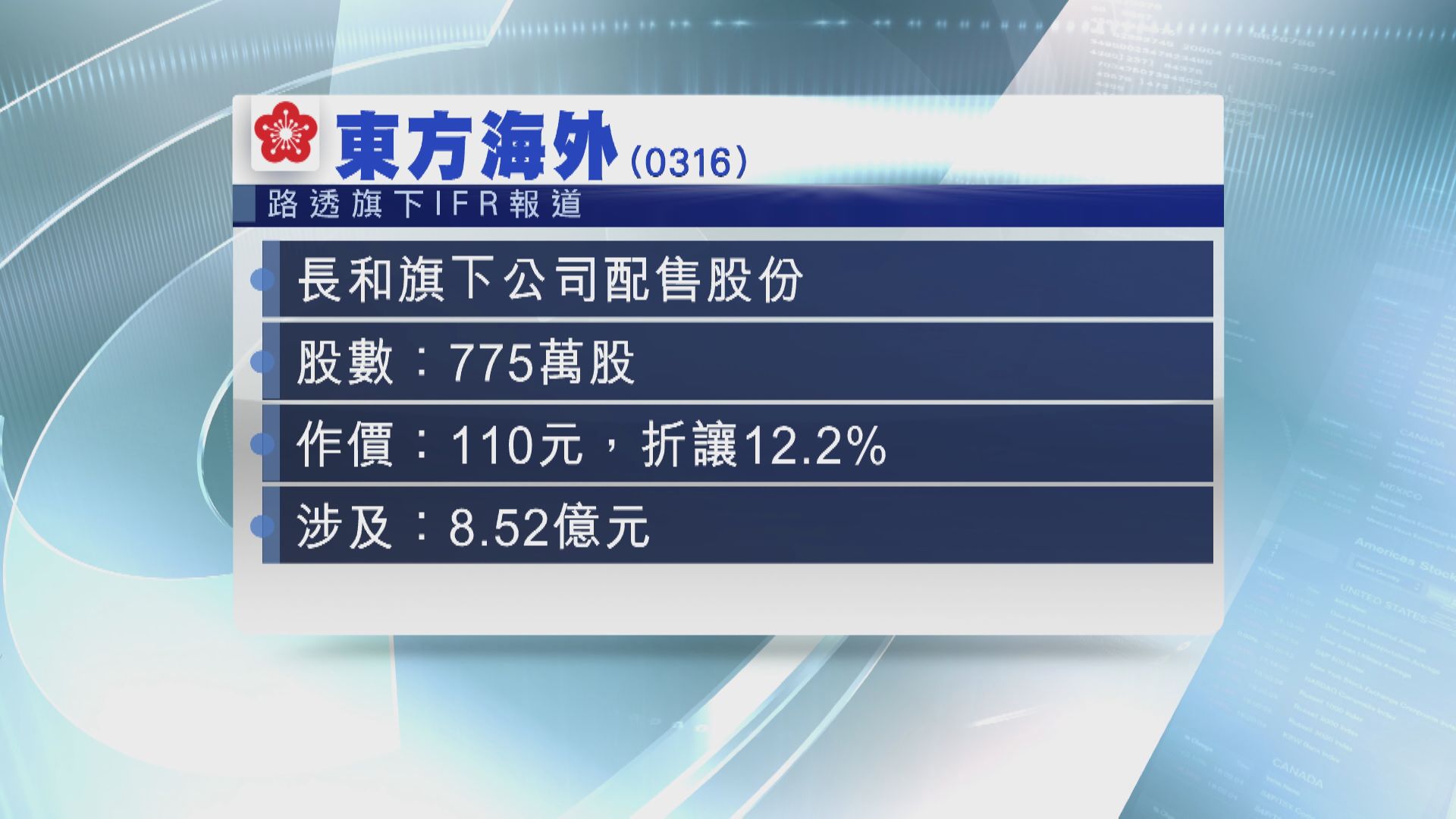 傳長和減持！東方海外插穿配股價$110