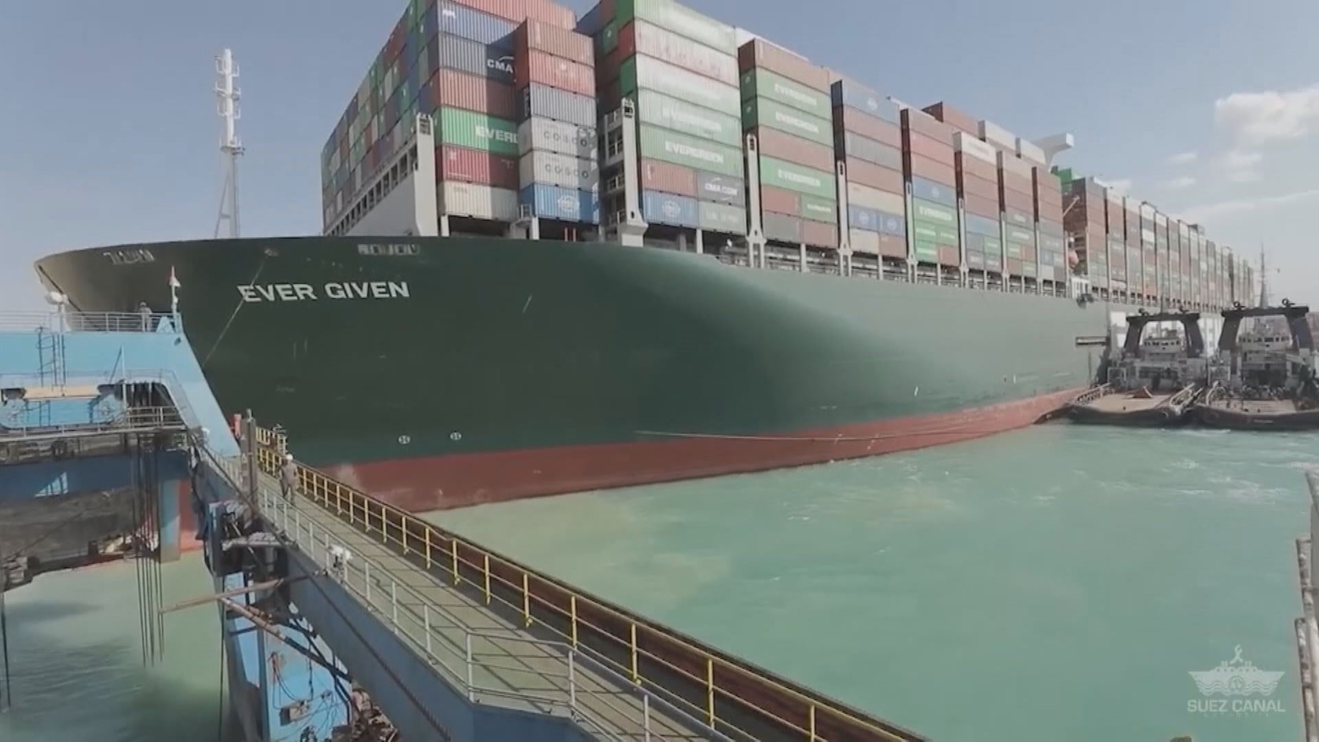 蘇彝士運河危機！長賜號擱淺6日成功浮起