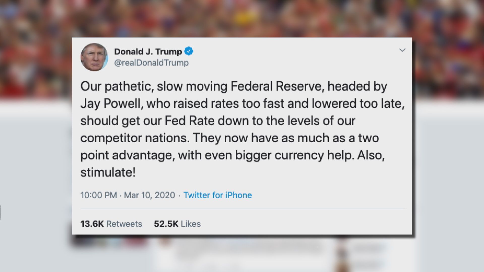 【減得太慢？】特朗普再批評聯儲局減息太慢