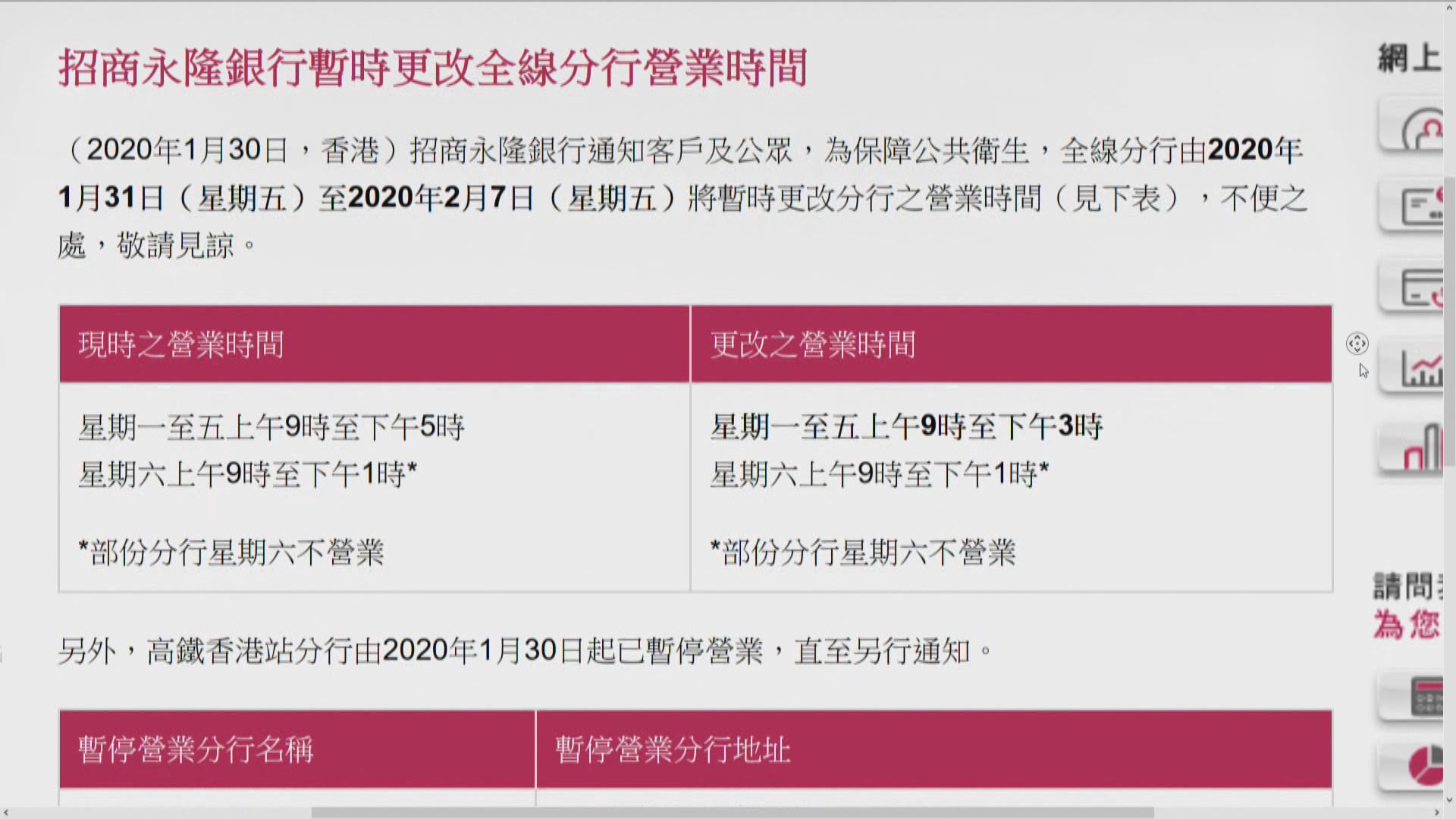 【齊抗疫】個別港銀分行暫停營業或調整營業時間