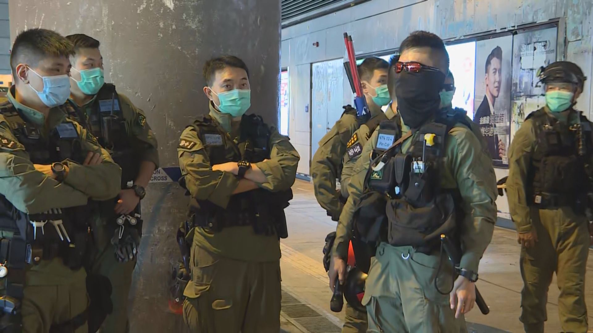 元朗721事件一周年　防暴警員在元朗站戒備