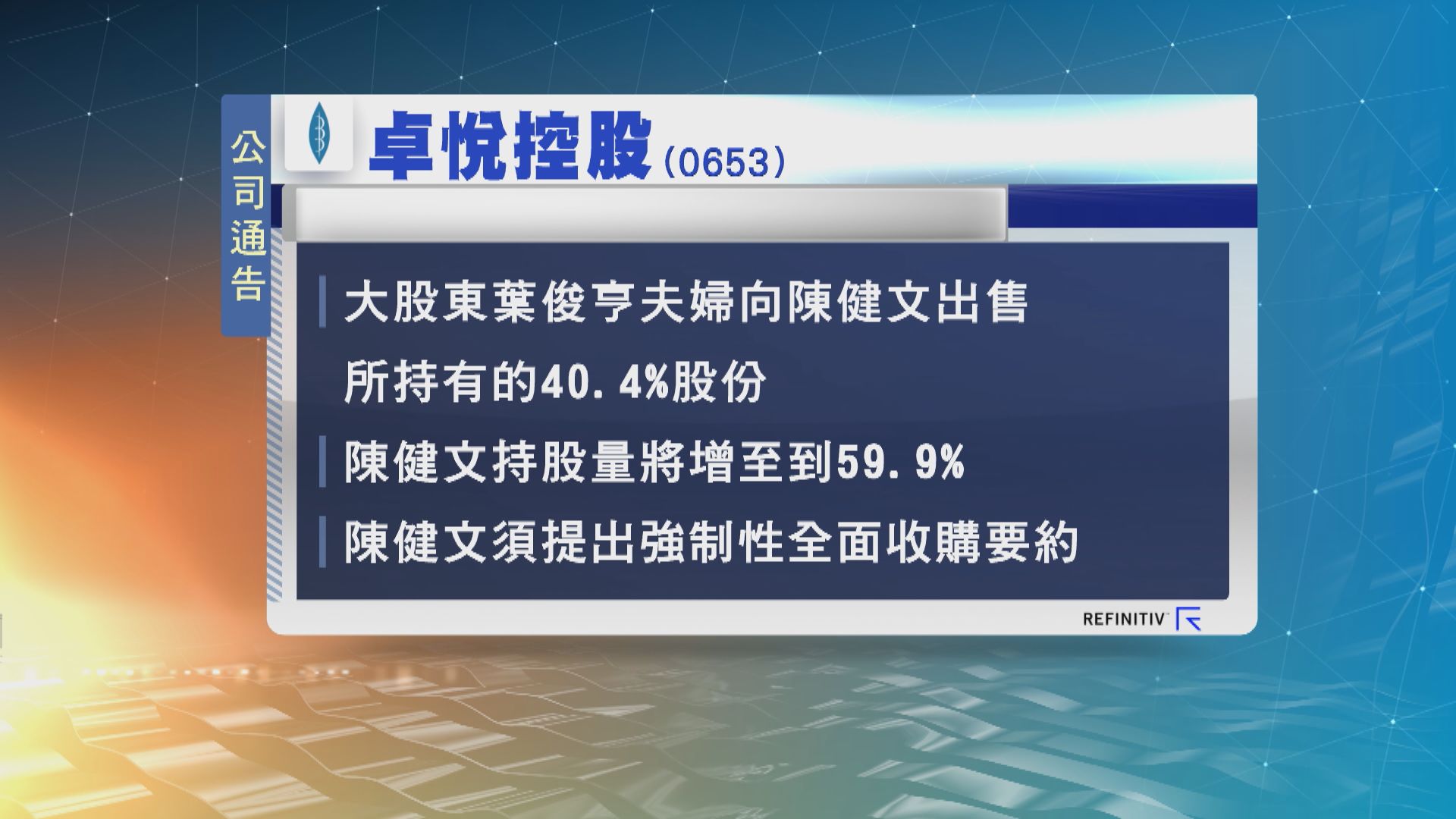 卓悅大股東賣盤