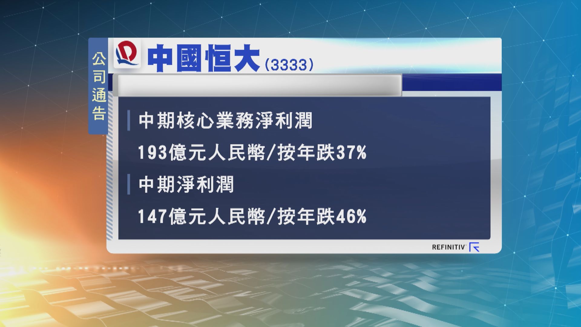 中國恆大發盈利預警