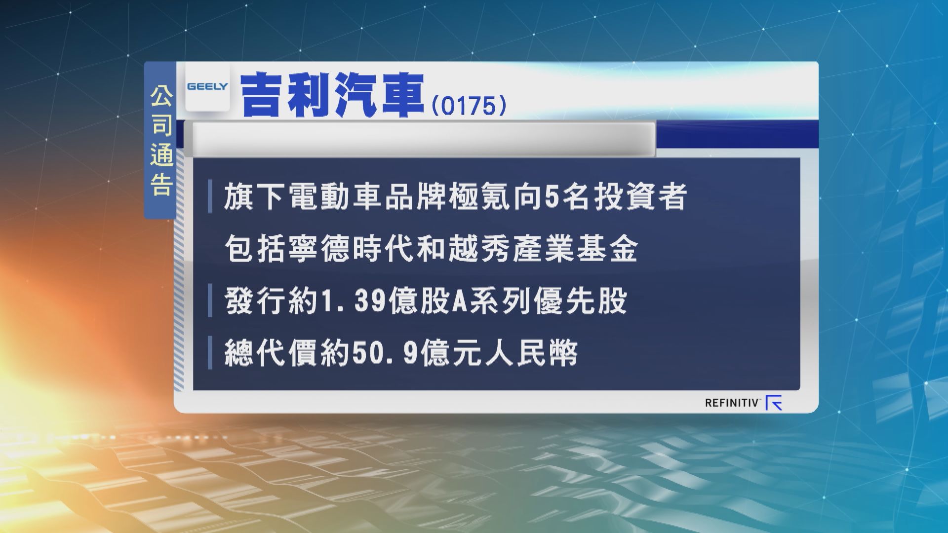 吉利汽車旗下極氪發行優先股　集資近51億人民幣