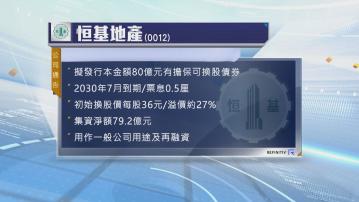 恒地擬發總值80億元的可換股債券
