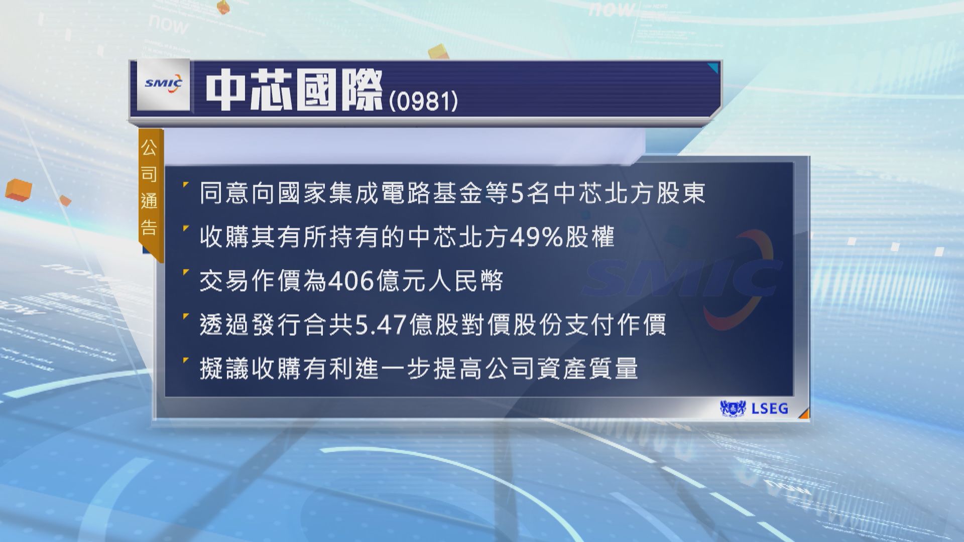 中芯國際收購中芯北方餘下49%股權