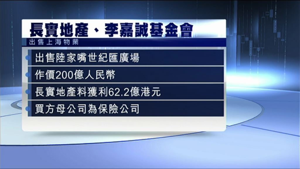 【繼續管理】長地售上海陸家嘴項目料賺62億