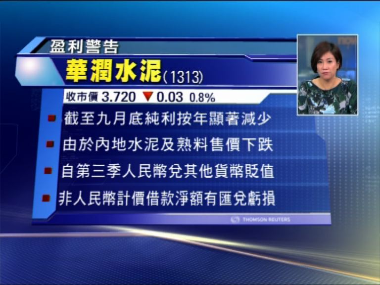 【盈利預警】潤泥料純利驟減