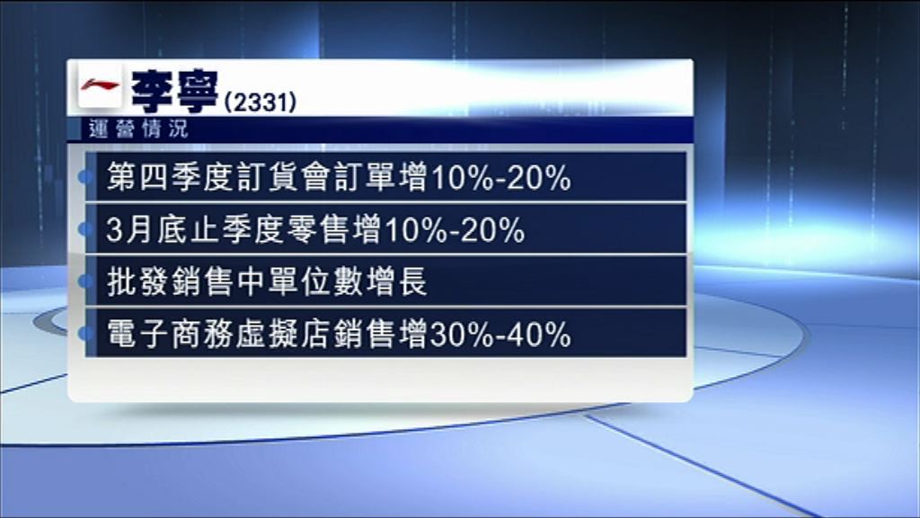 【連續18季有增長】李寧訂貨會訂單增長逾10%