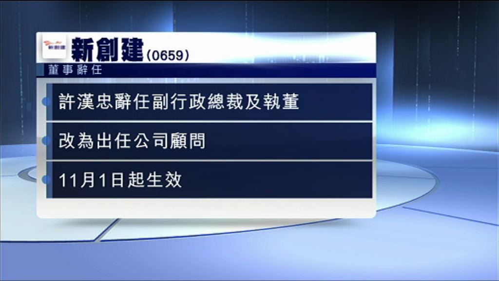 【改任顧問】許漢忠辭任新創建副行政總裁