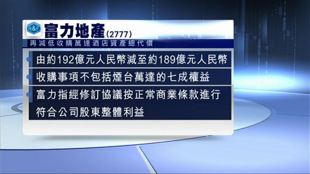【棄煙台萬達】富力購萬達資產代價減至約189億人幣