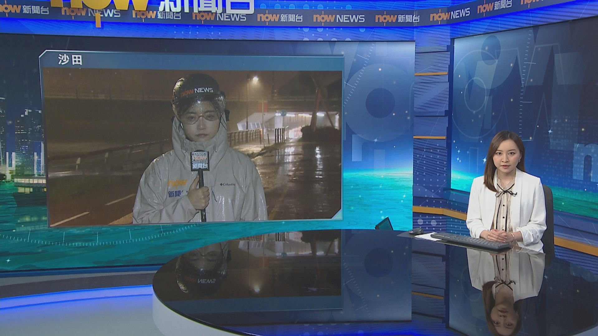 沙田直擊｜城門河湧浪急水淹單車徑　風吹雨打夾雜沙石打面疼痛