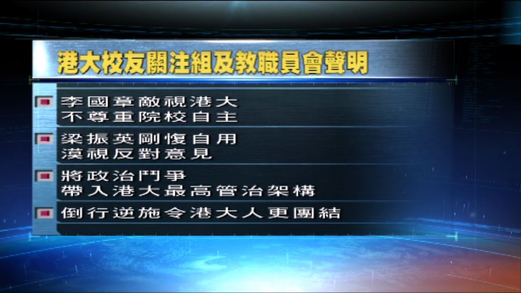 港大校友關注組對任命李國章感憤怒