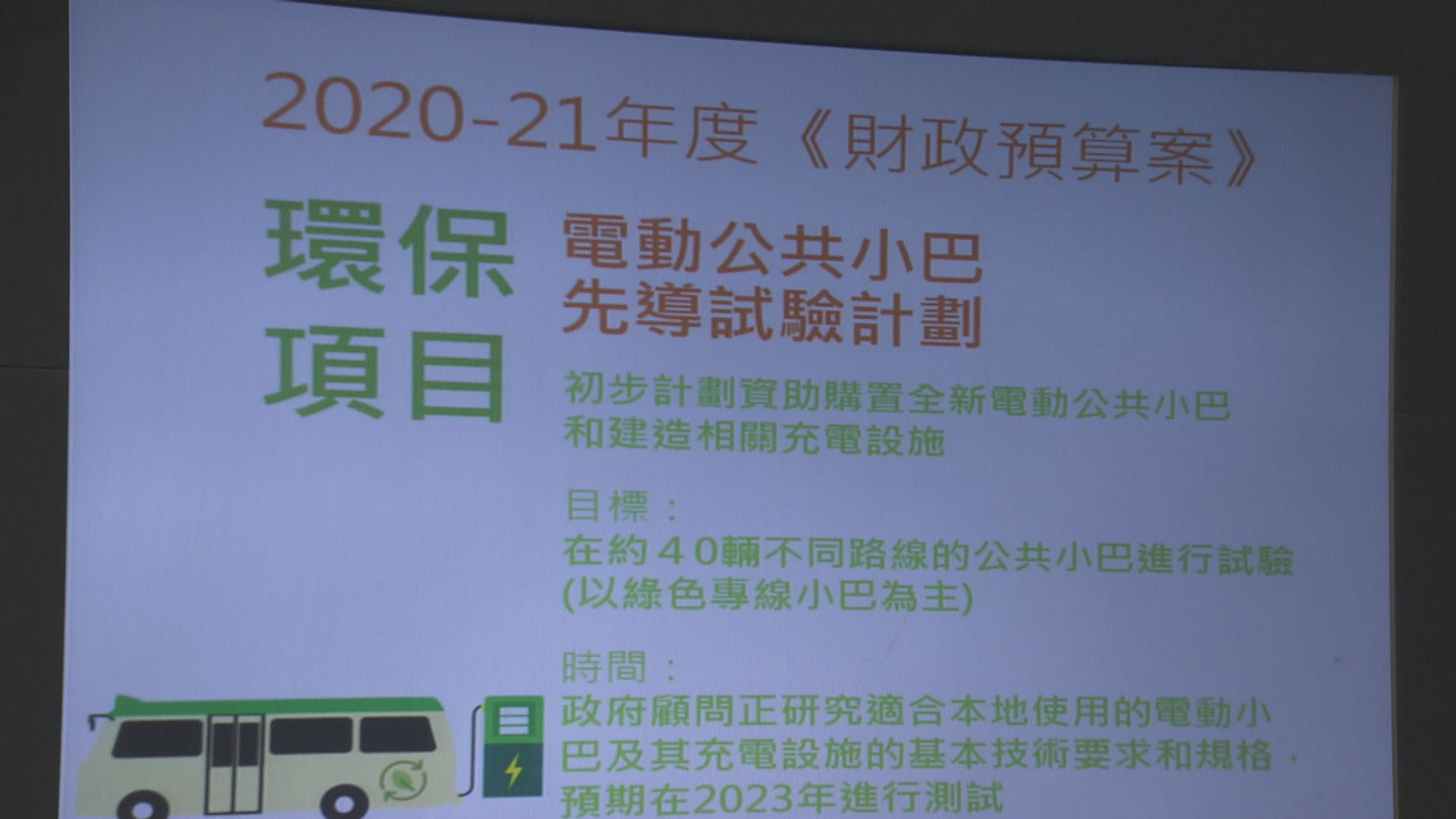 政府擬資助購置40部電動小巴作先導計劃