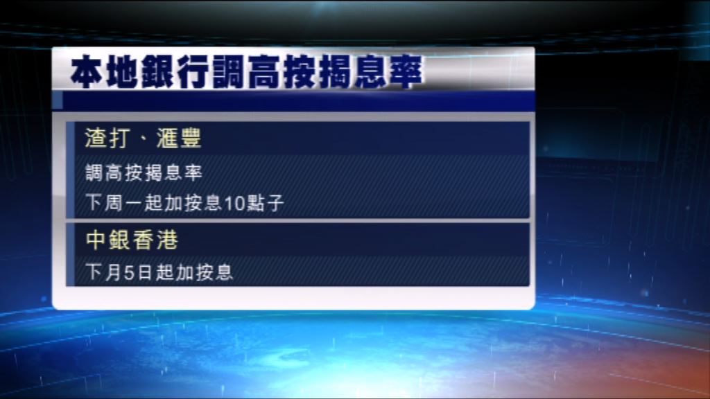 渣打、中銀相繼調高按揭利率