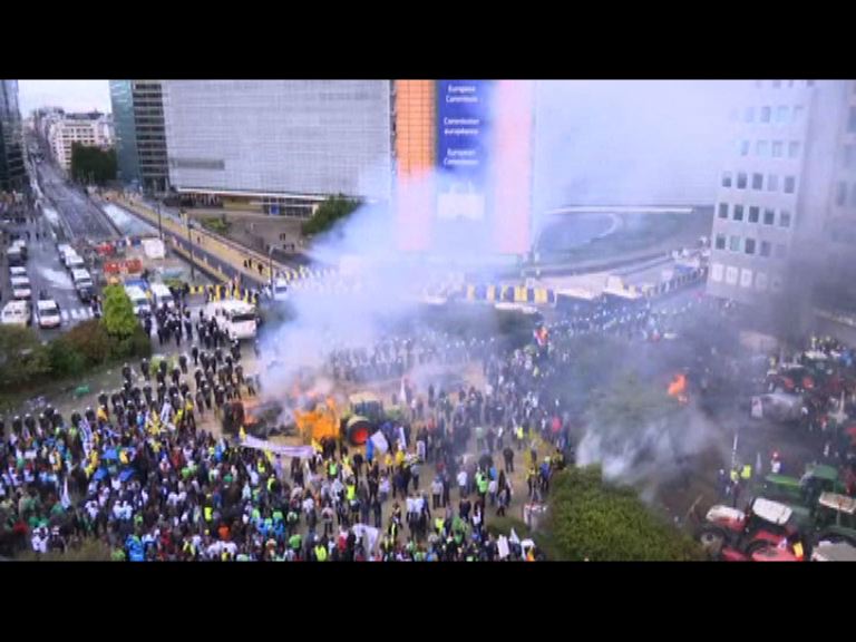 歐洲農民歐盟總部外抗議釀衝突