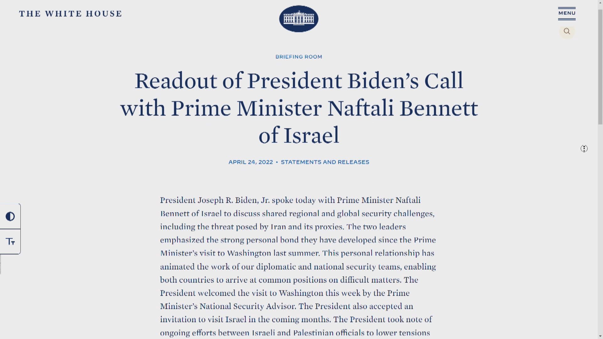 拜登將應以色列總理邀請月內到訪以色列