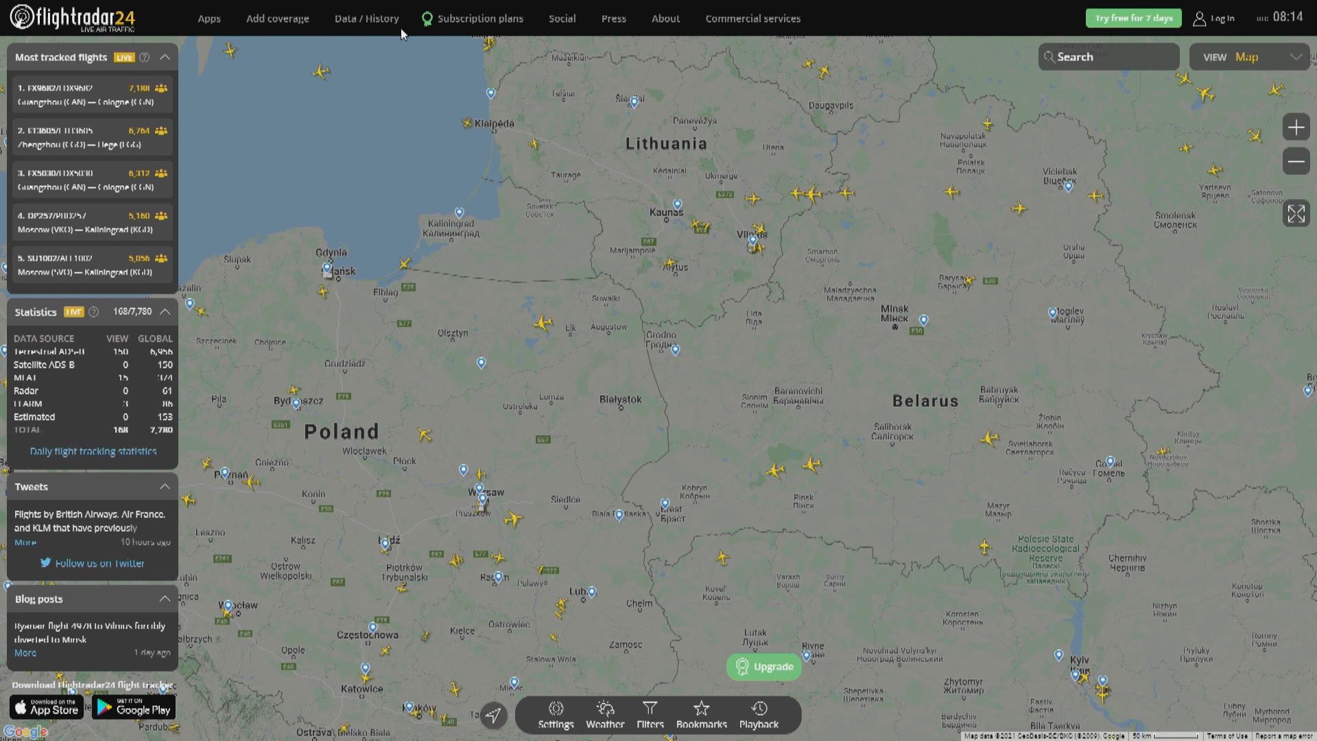 多間航空公司停止飛越白俄羅斯領空