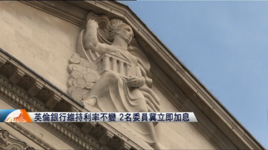 英倫銀行維持利率不變　2名委員冀立即加息