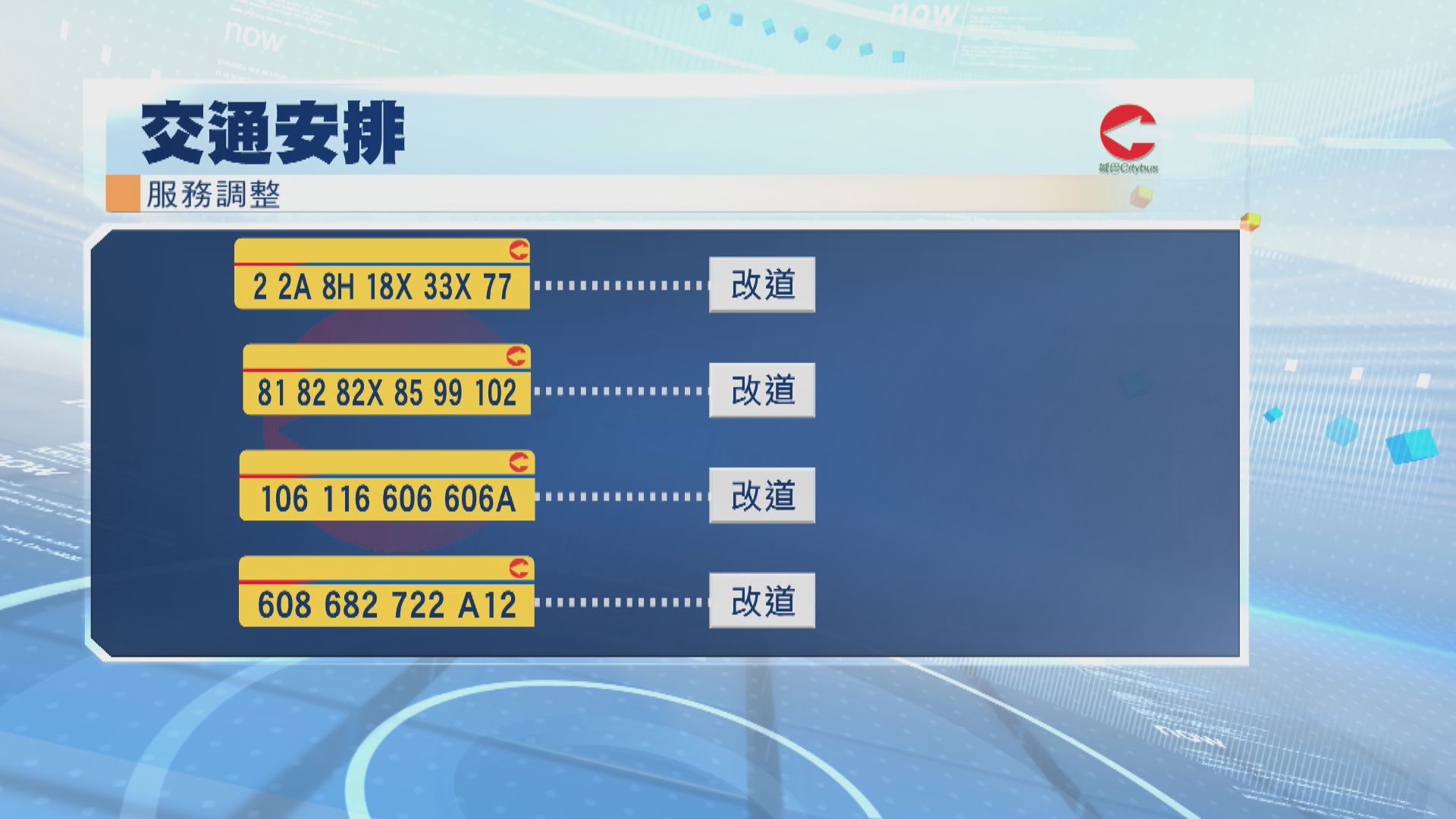 鰂魚涌戰時炸彈｜港鐵服務不受影響　城巴20條日間路線需改道行駛