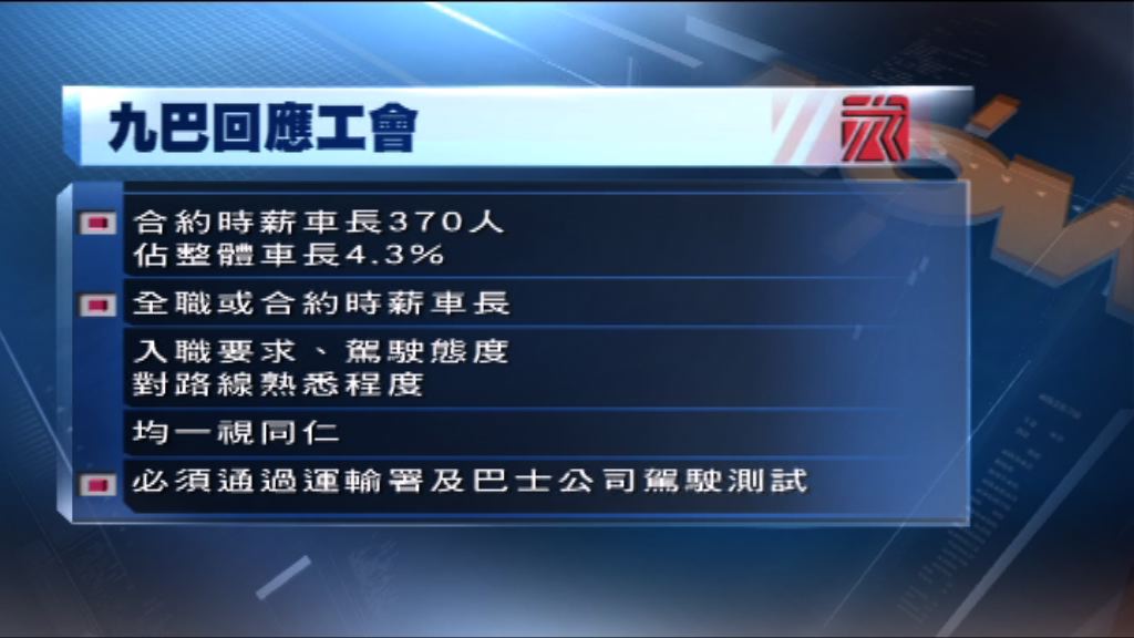 九巴指聘用兼職車長是因應市民需求