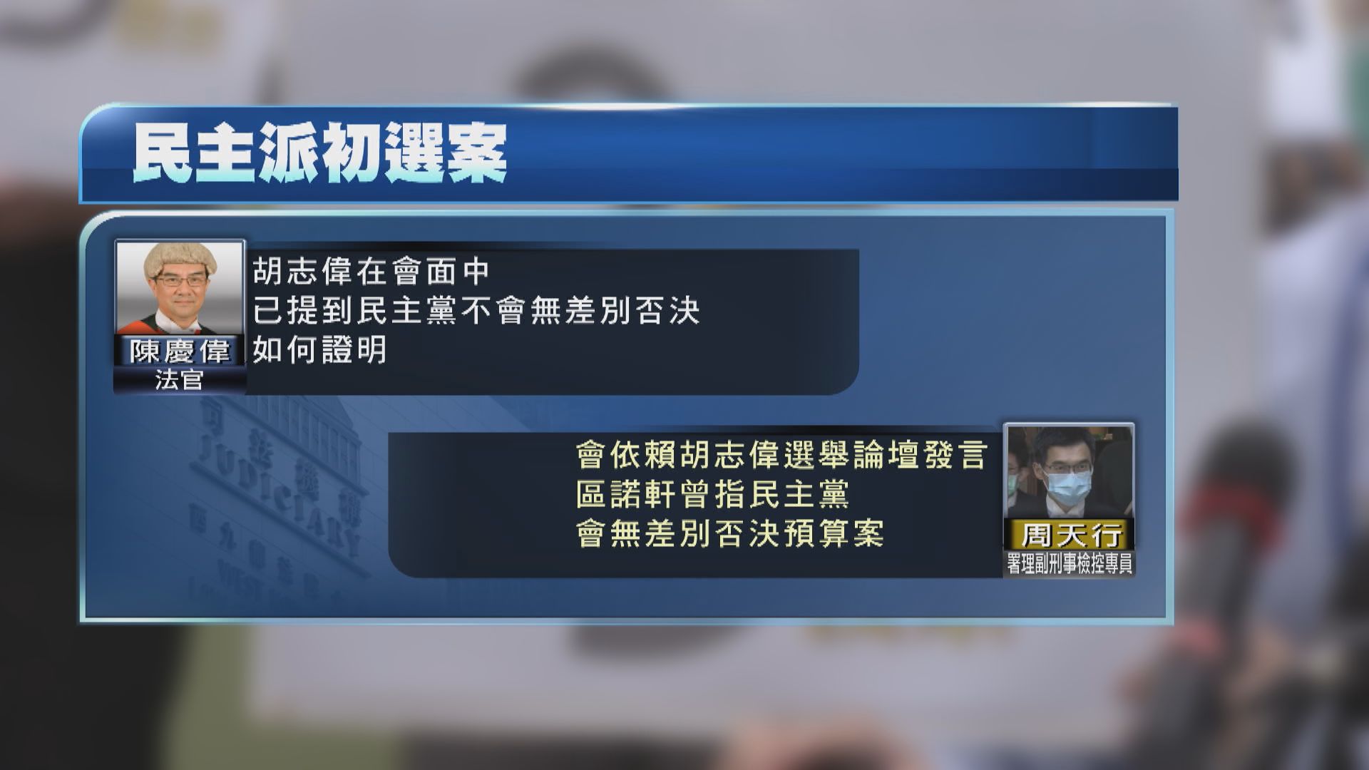 【初選案】控方冀證民主黨由始至終　同意無差別否決預算案