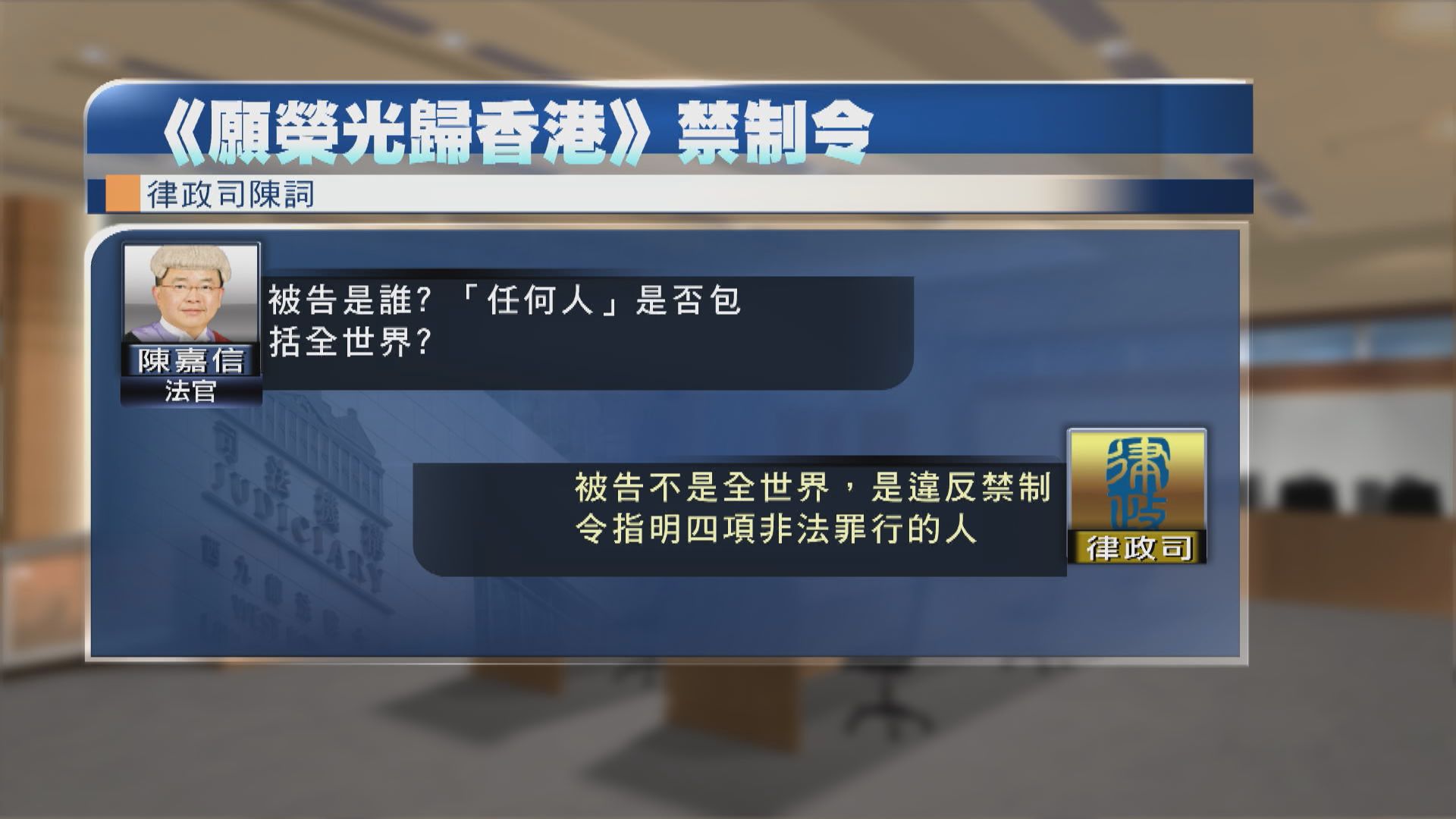 律政司：申禁《願榮光歸香港》非針對「全世界」 高院下月21日再處理