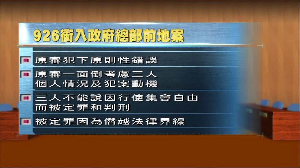 法官指黃之鋒三人已僭越法律界線