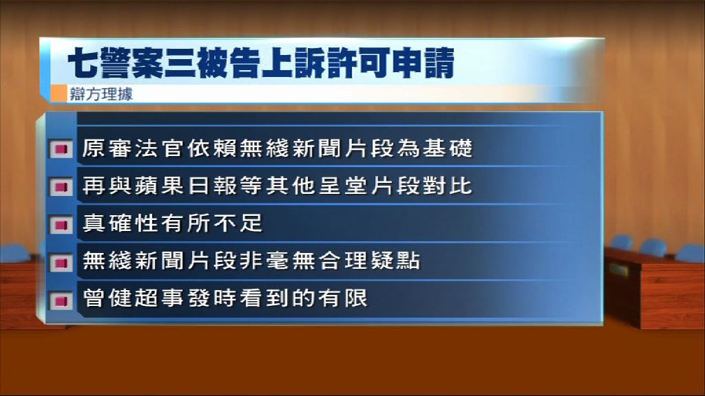 七警案三人上訴　辯方質疑認人程序不公